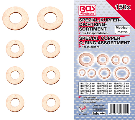 Copper ring discs range 150 pcs.