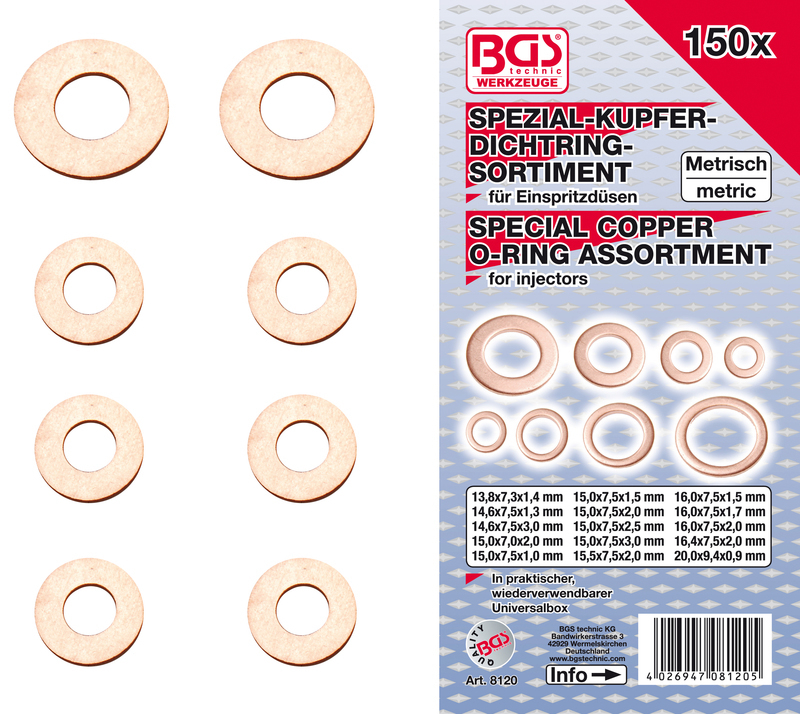 Copper ring discs range 150 pcs.